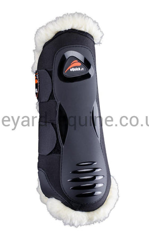 eQuick eKur Luxury Fluffy Dressage Boots-Dressage Boots-eQuick-Small-Black-Front-The Yard