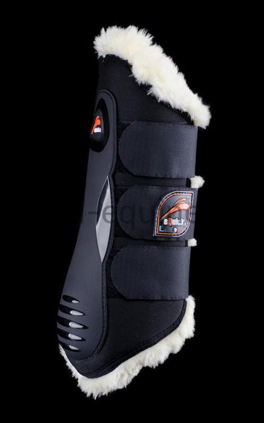 eQuick eKur Luxury Fluffy Dressage Boots-Dressage Boots-eQuick-Small-Black-Front-The Yard