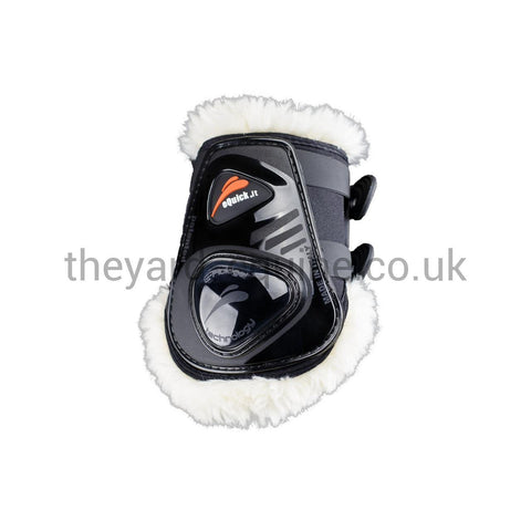 eQuick eShock Sheepskin Fetlock Boots ALL BLACK LEGEND EDITION-Tendon Boots-eQuick-Small-Hind-Black-The Yard