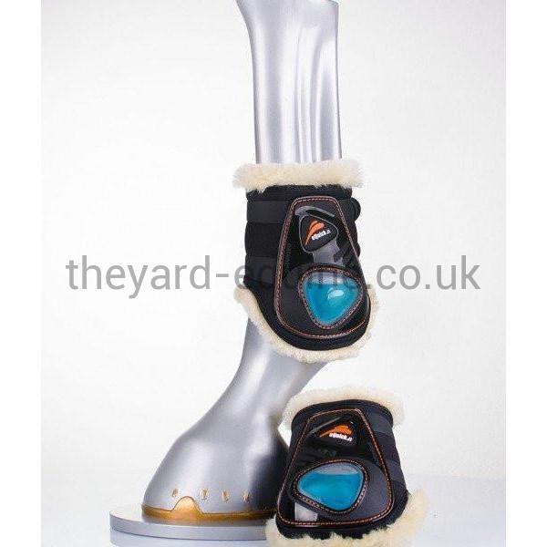 eQuick eShock Sheepskin Fetlock Boots-Tendon Boots-eQuick-Small-Black-Hind-The Yard