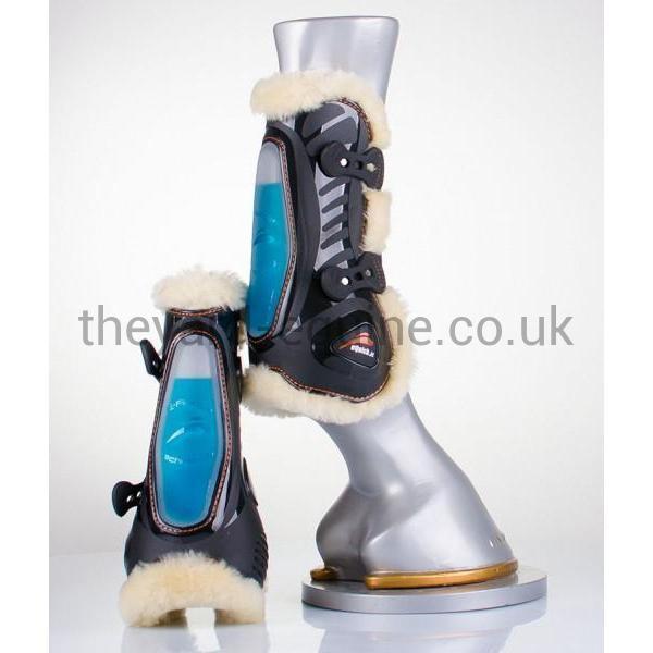 eQuick eShock Sheepskin Tendon Boots-Tendon Boots-eQuick-Small-Black-Front-The Yard