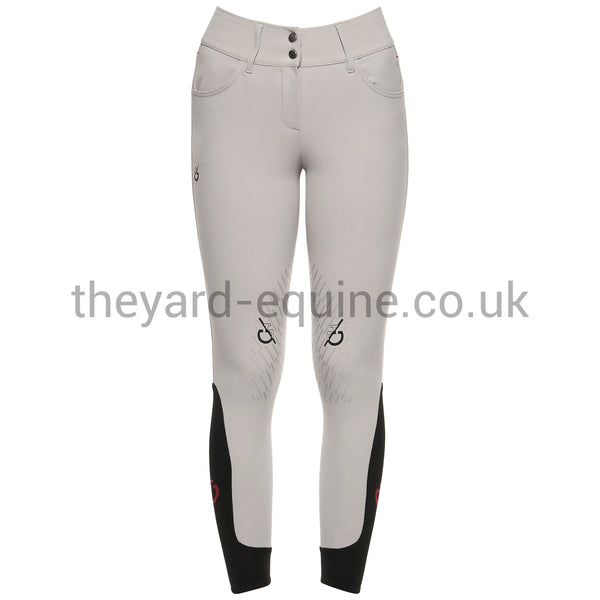 Cavalleria Toscana Breeches - CT Team Red Stripe High Waist Knee Grip LIGHT GREY-Breeches-CT-UK4/IT36-Light Grey-The Yard