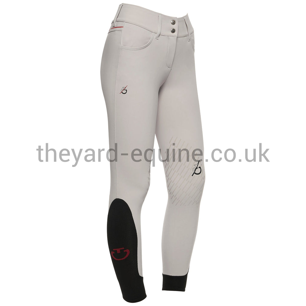 Cavalleria Toscana Breeches - CT Team Red Stripe High Waist Knee Grip LIGHT  GREY