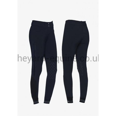 Cavalleria Toscana Breeches - Elegant Embroidery Breeches High Waist Knee Grip NAVY-Breeches-CT-UK4/IT36-Navy-The Yard