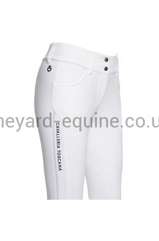 Cavalleria Toscana Breeches - Elegant Embroidery Breeches High Waist Knee Grip WHITE-Breeches-CT-UK4/IT36-White-The Yard