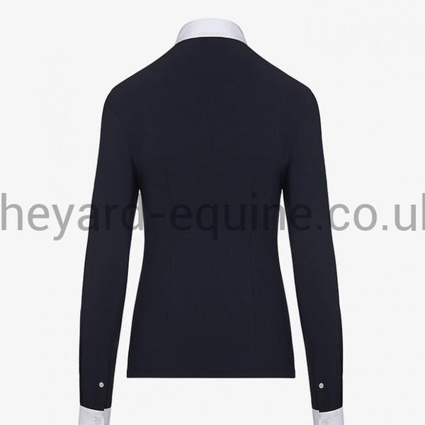 Cavalleria Toscana Long Sleeve Competition Shirt - Pleated Jersey Navy-Show Shirt-CT-XS-Navy-The Yard