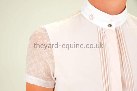 Cavalleria Toscana Short Sleeve Competition Shirt - Elegant Lace Baby Pink-Show Shirt-CT-XS-Baby Pink-The Yard