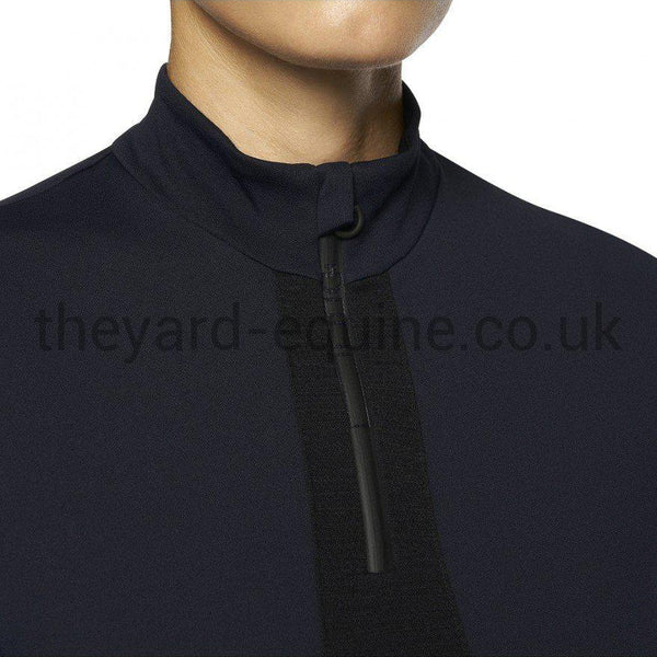 Cavalleria Toscana Training Top - Tech Wool CT Laser Cut Zip L/S Training Polo Black-Training Top-CT-XS-Black-The Yard