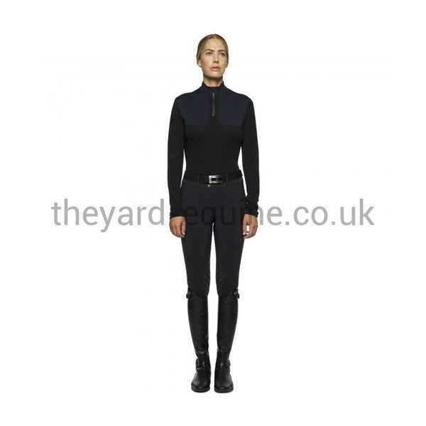 Cavalleria Toscana Training Top - Tech Wool CT Laser Cut Zip L/S Training Polo Black-Training Top-CT-XS-Black-The Yard