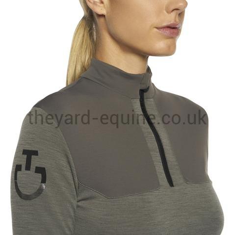 Cavalleria Toscana Training Top - Tech Wool CT Laser Cut Zip L/S Training Polo Grey-Training Top-CT-XS-Grey-The Yard