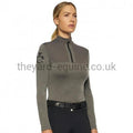 Cavalleria Toscana Training Top - Tech Wool CT Laser Cut Zip L/S Training Polo Grey-Training Top-CT-XS-Grey-The Yard