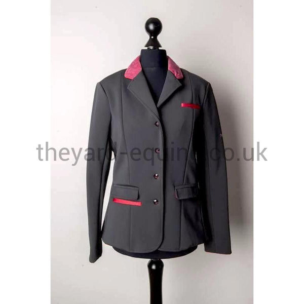 DESERATA COMPETITION JACKET - BUTTON STYLE GREY & PINK-Competition Jackets-Deserata-Grey-Raspberry-UK 10-The Yard