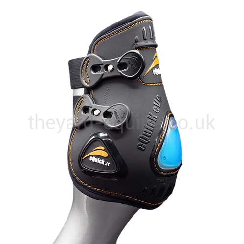 EQuick eVo Fetlock Boots Elastic Fastenings-Tendon Boots-eQuick-Medium-Black-Hind-The Yard