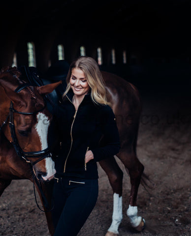Equestrian Stockholm Fleece Jacket - Black Gold-Fleece Jacket-Equestrian Stockholm-XS-Black-The Yard
