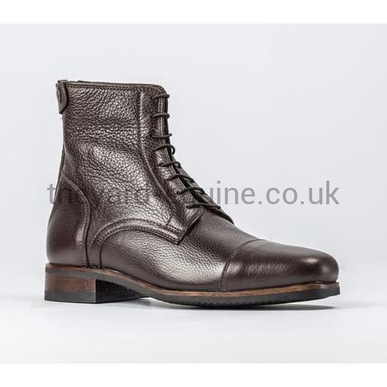 Secchiari Ankle Boots with Laces - Dark Brown Grainy LeatherRiding BootsThe Yard