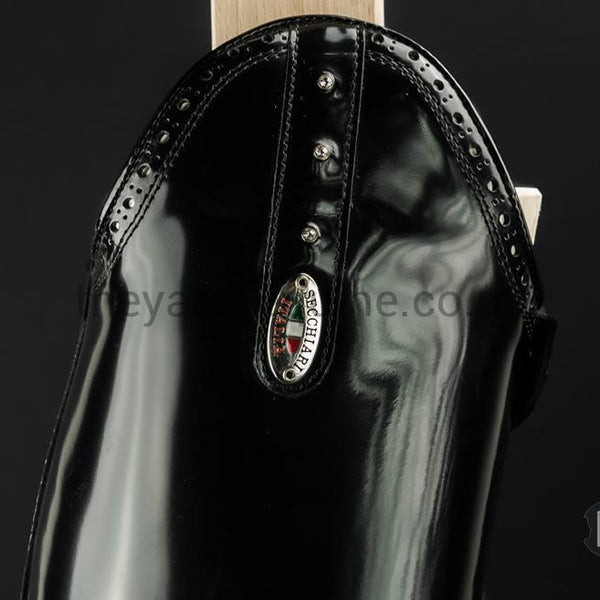 Secchiari Black Patent Dressage Boots - Made To Measure-Unisex Riding Boots Made to Measure-Secchiari-The Yard