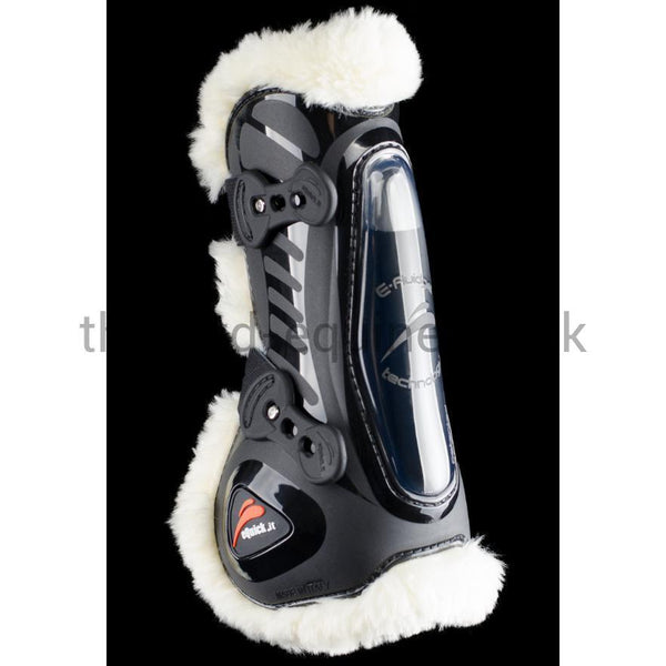 eQuick eShock FLUFFY Tendon Boots ALL BLACK LEGEND EDITION-Tendon Boots-eQuick-Small-Front-Black-The Yard