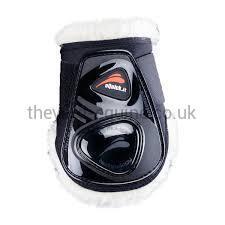 eQuick eShock "Young Horse" Velcro Fluffy Fetlock Boots ALL BLACK LEGEND-Young Horse Boots-eQuick-Small-Black-Hind-The Yard