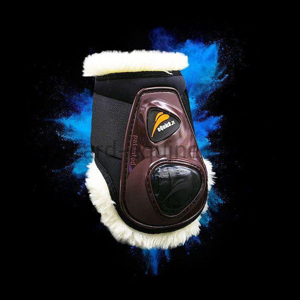 eQuick eShock "Young Horse" Velcro Fluffy Fetlock Boots BROWN LEGEND-Young Horse Boots-eQuick-Small-Brown-Hind-The Yard