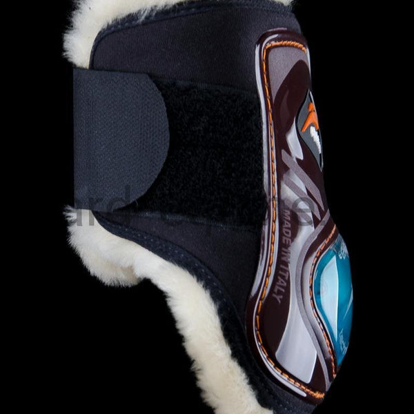eQuick eShock "Young Horse" Velcro Sheepskin Fetlock Boots-Young Horse Boots-eQuick-Small-Black-Hind-The Yard